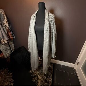 VICI Chunky Knit Long Open Front Cardigan Gray Size L